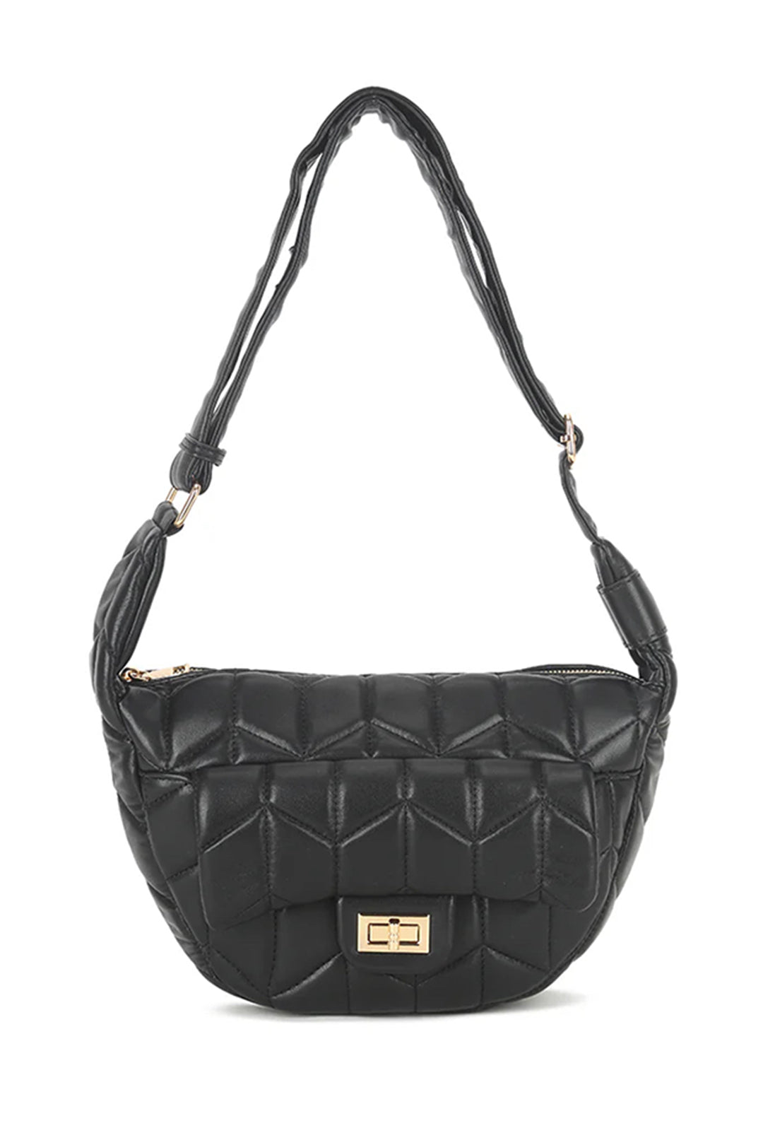 Black Quilted Saddle Bag