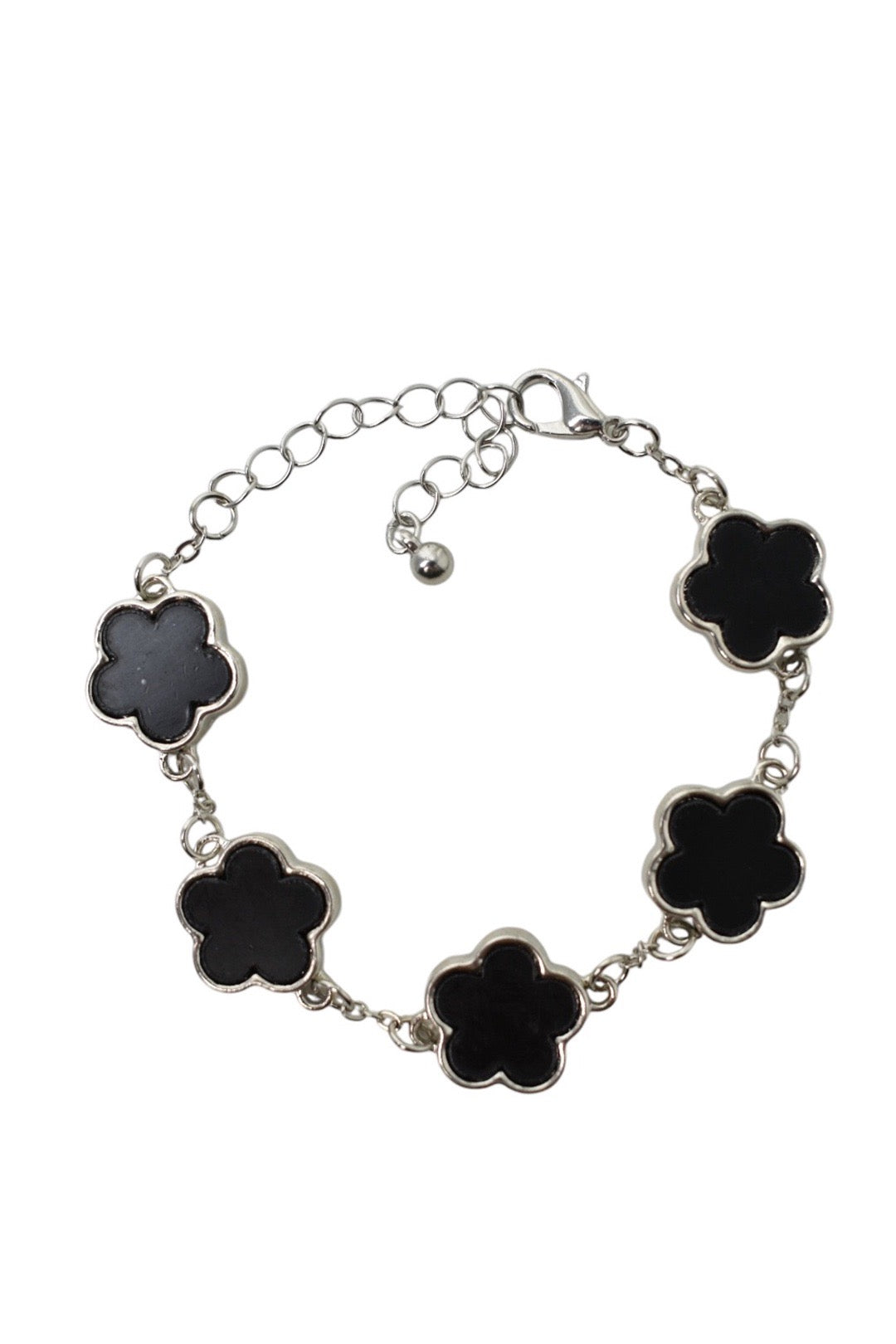 Black & Silver 5 Clover Bracelet