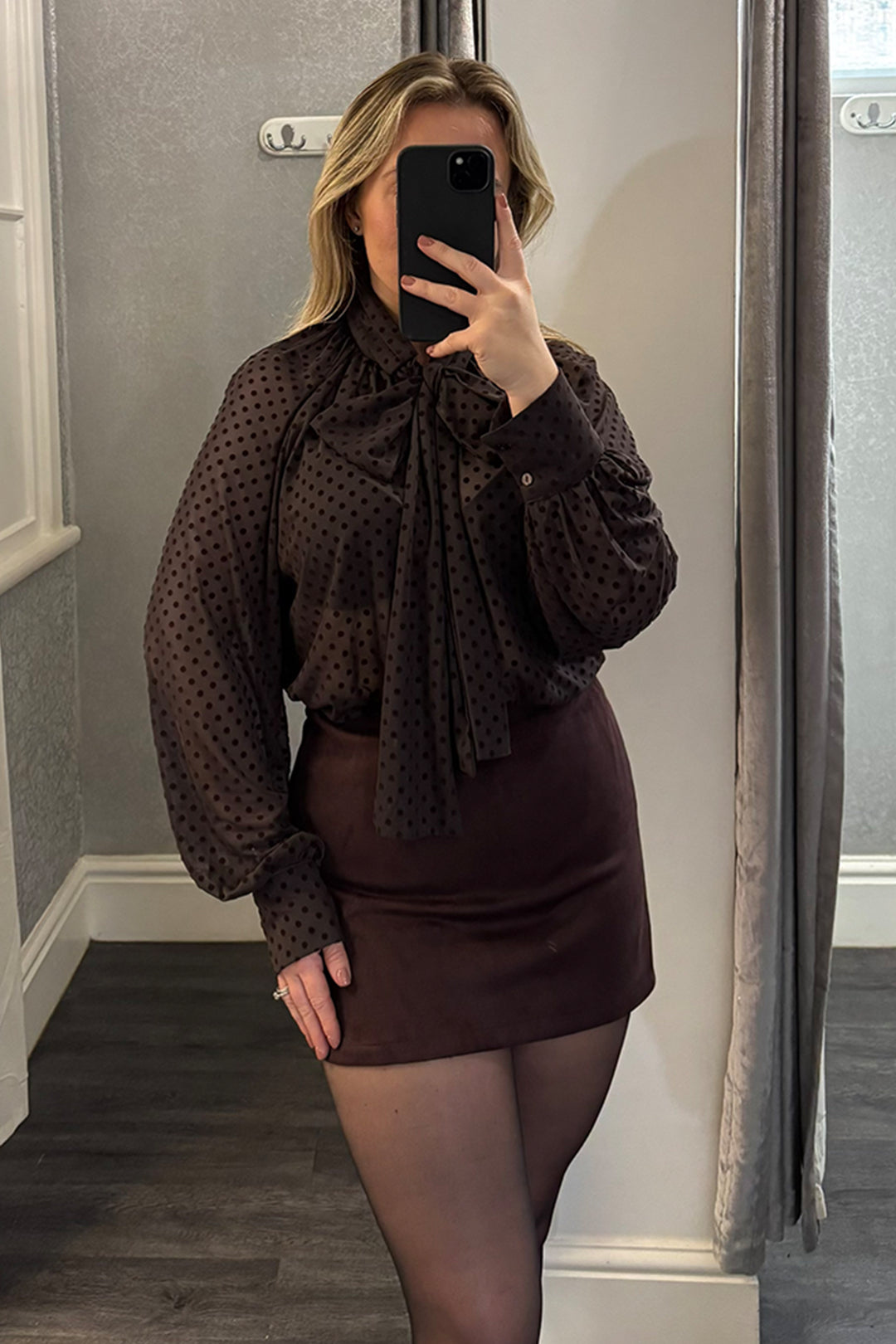 Brown Faux Suede Skort