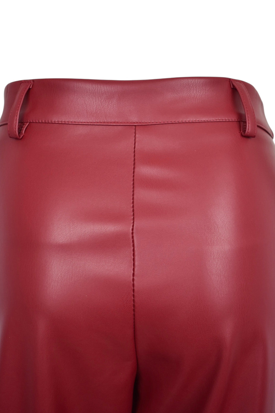 Burgundy Faux Leather Trousers