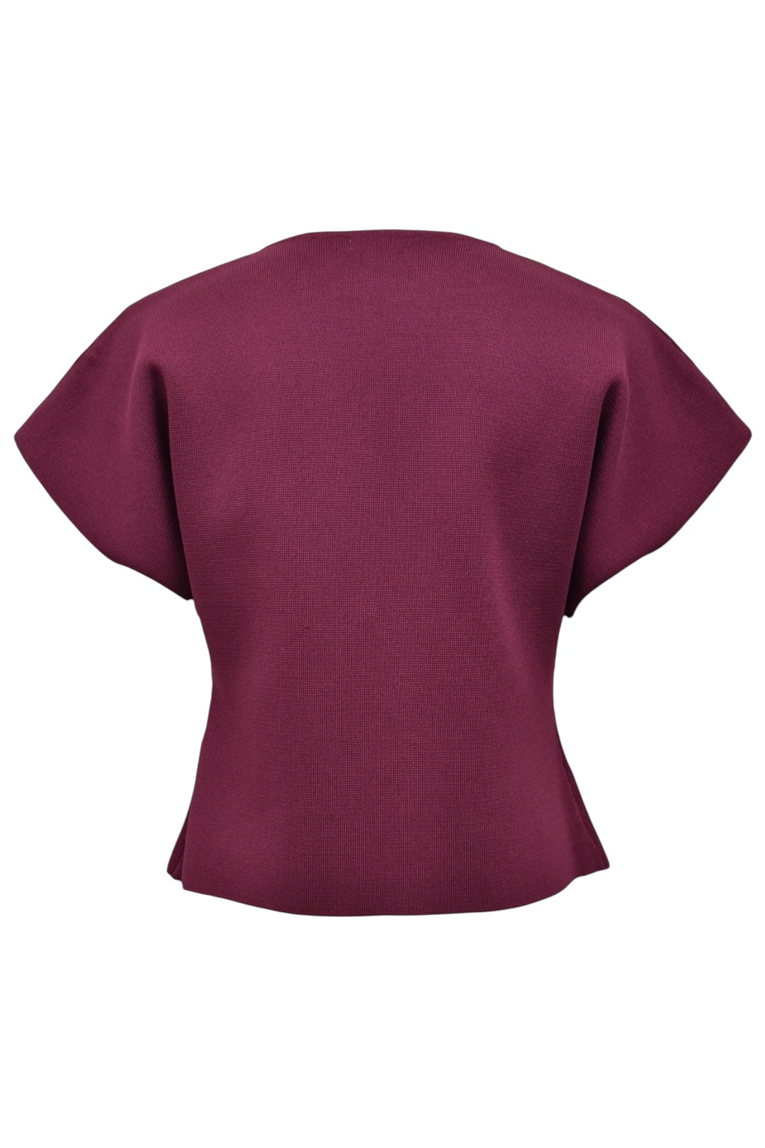 Burgundy Knitted Asymmetric Gold Button Top Back
