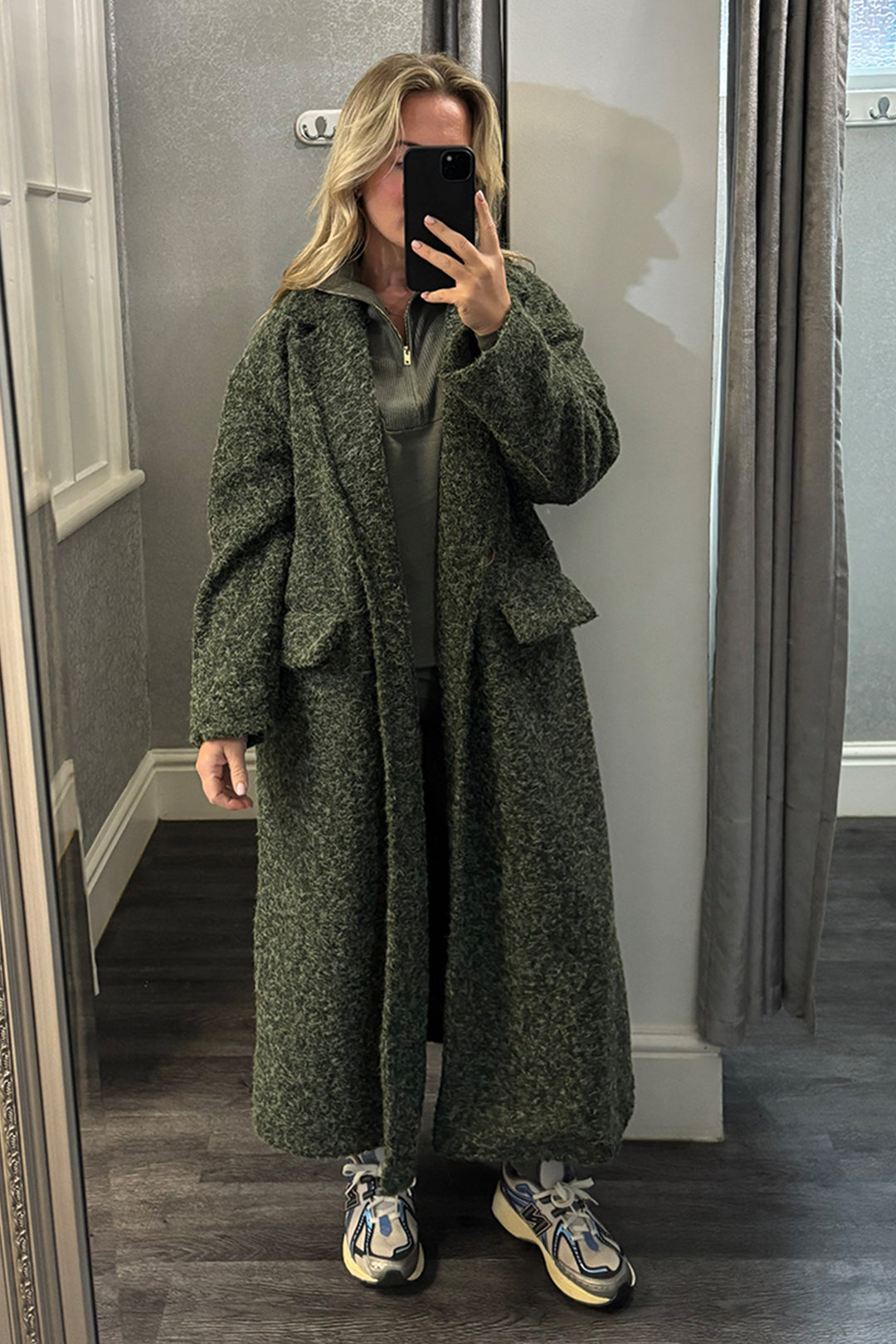 Forest Green Woollen Duster Coat