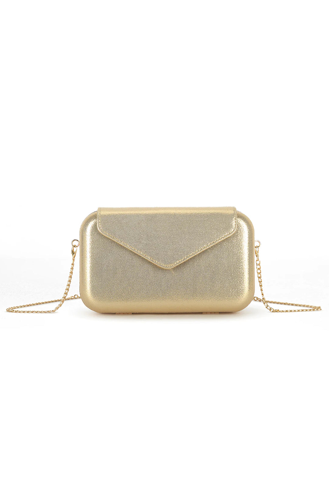 Gold Metallic Fold Over Case Clutch Bag