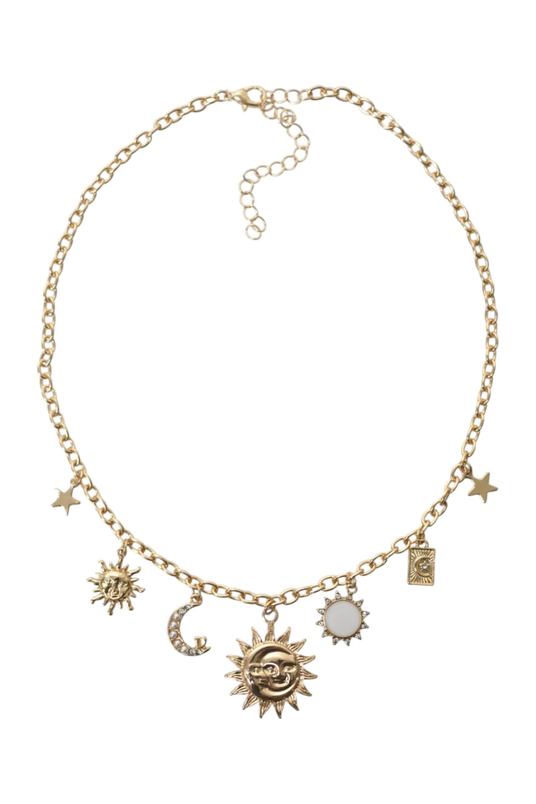 Gold Sun & Moon Charm Necklace