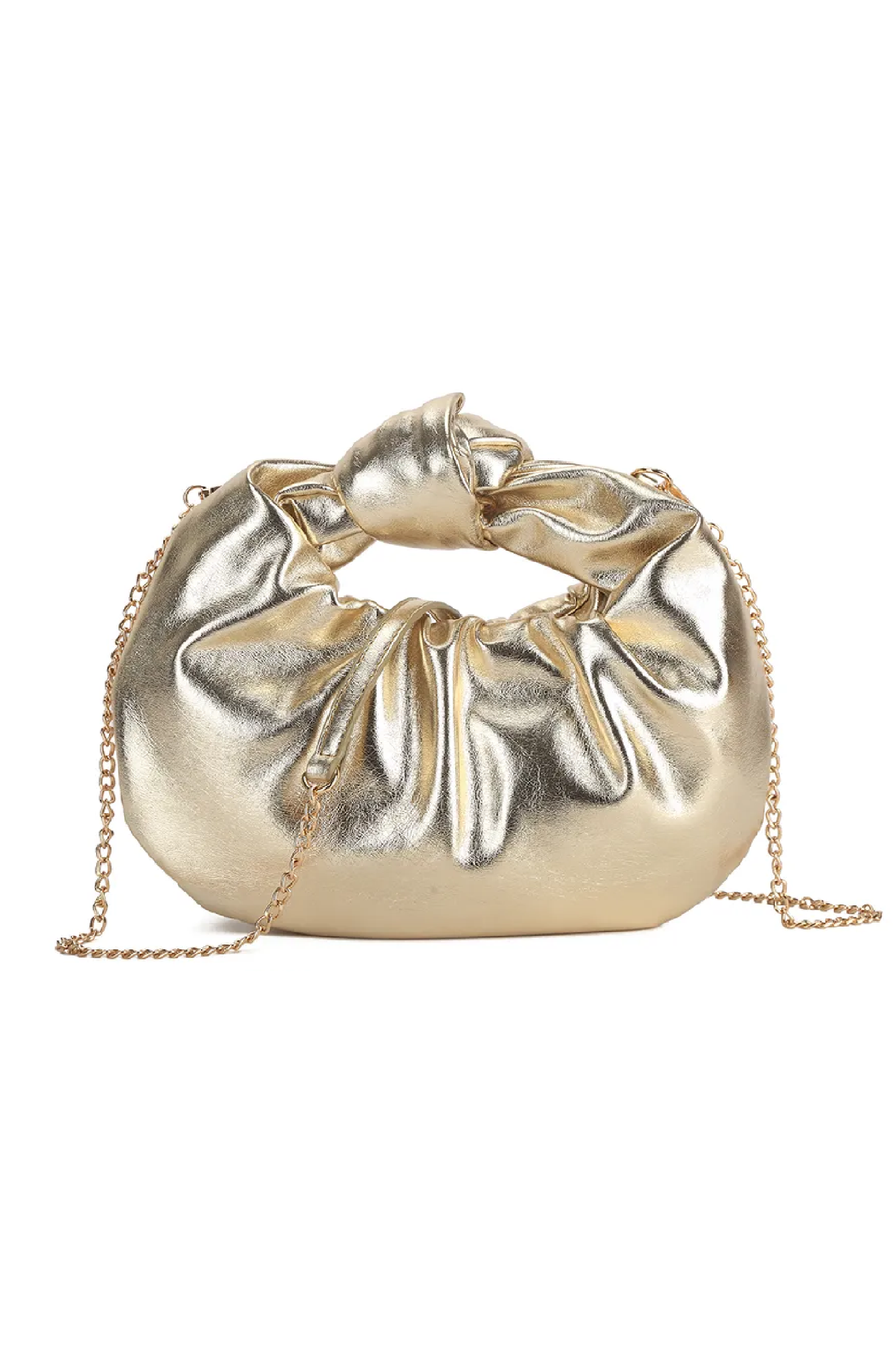 Gold Ruched Knot Grab Bag