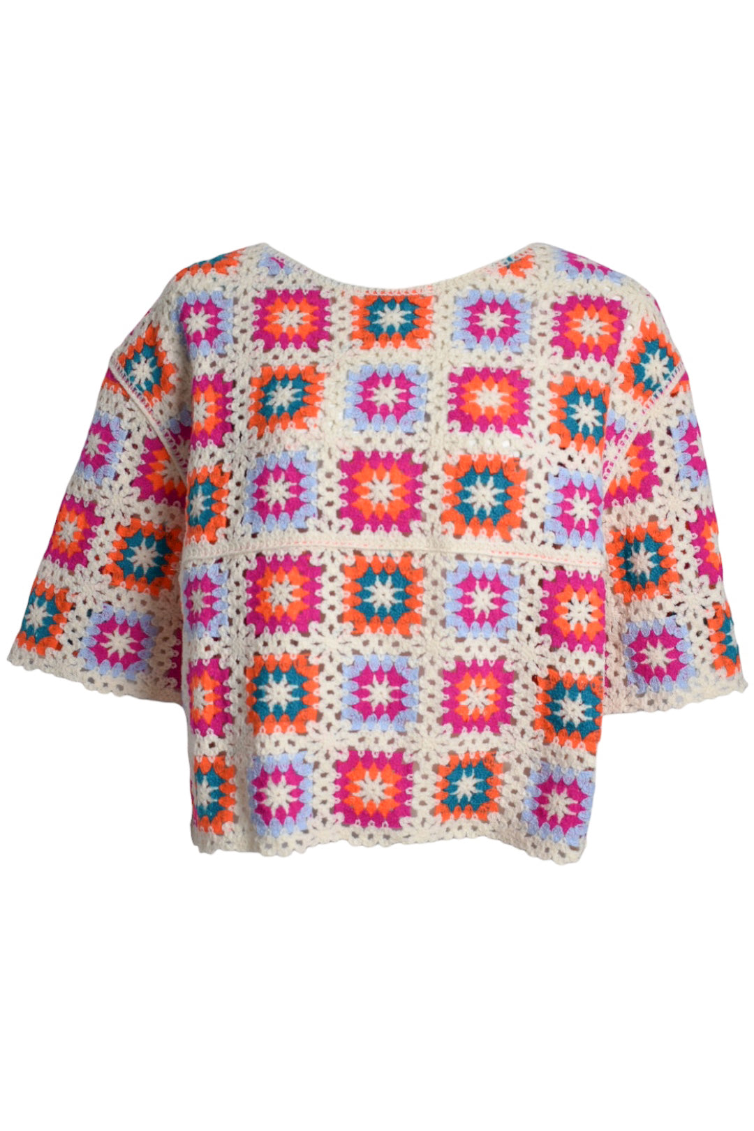 Cream Multi Crochet Patchwork Top