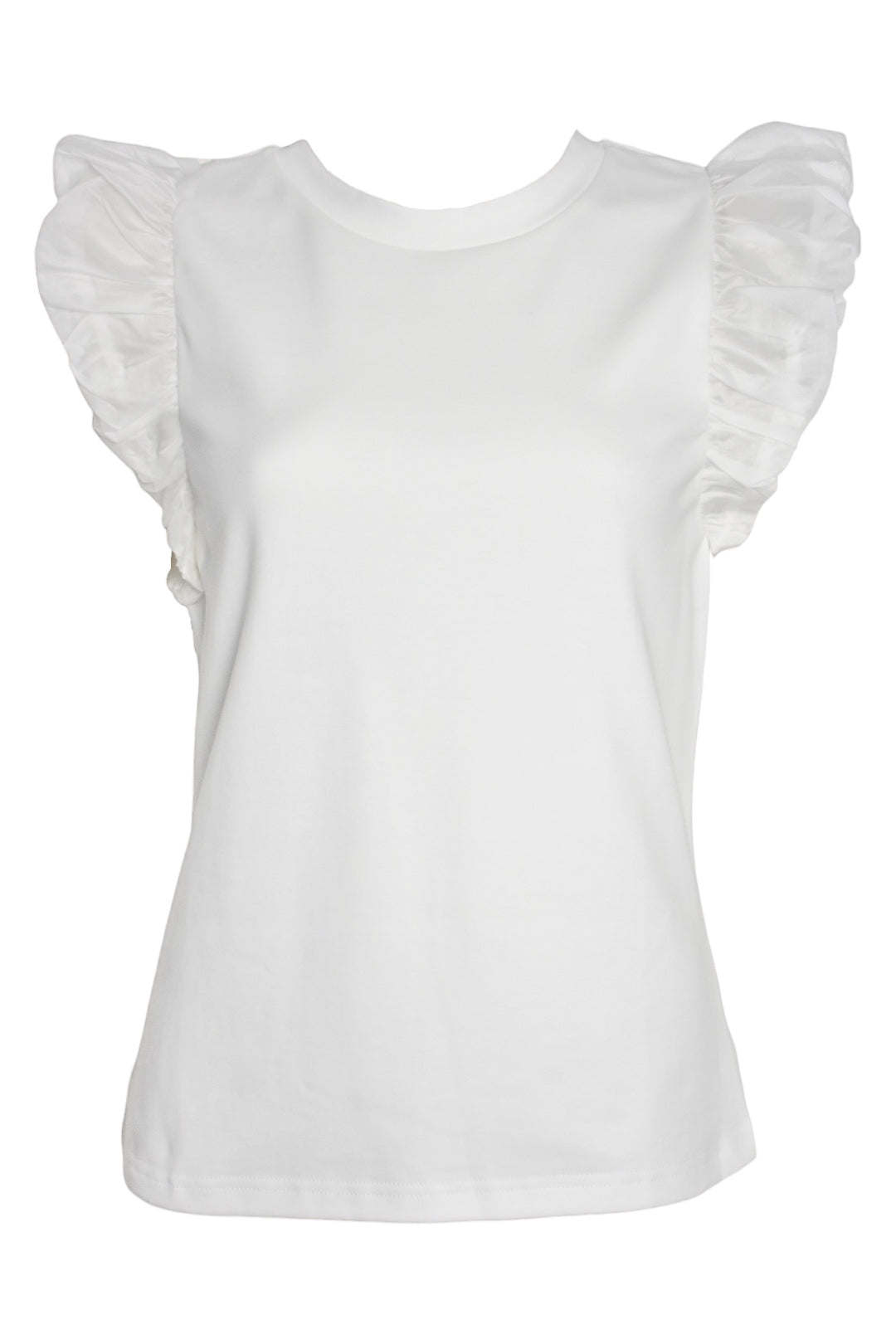 White Sheer Frill Sleeve T-Shirt
