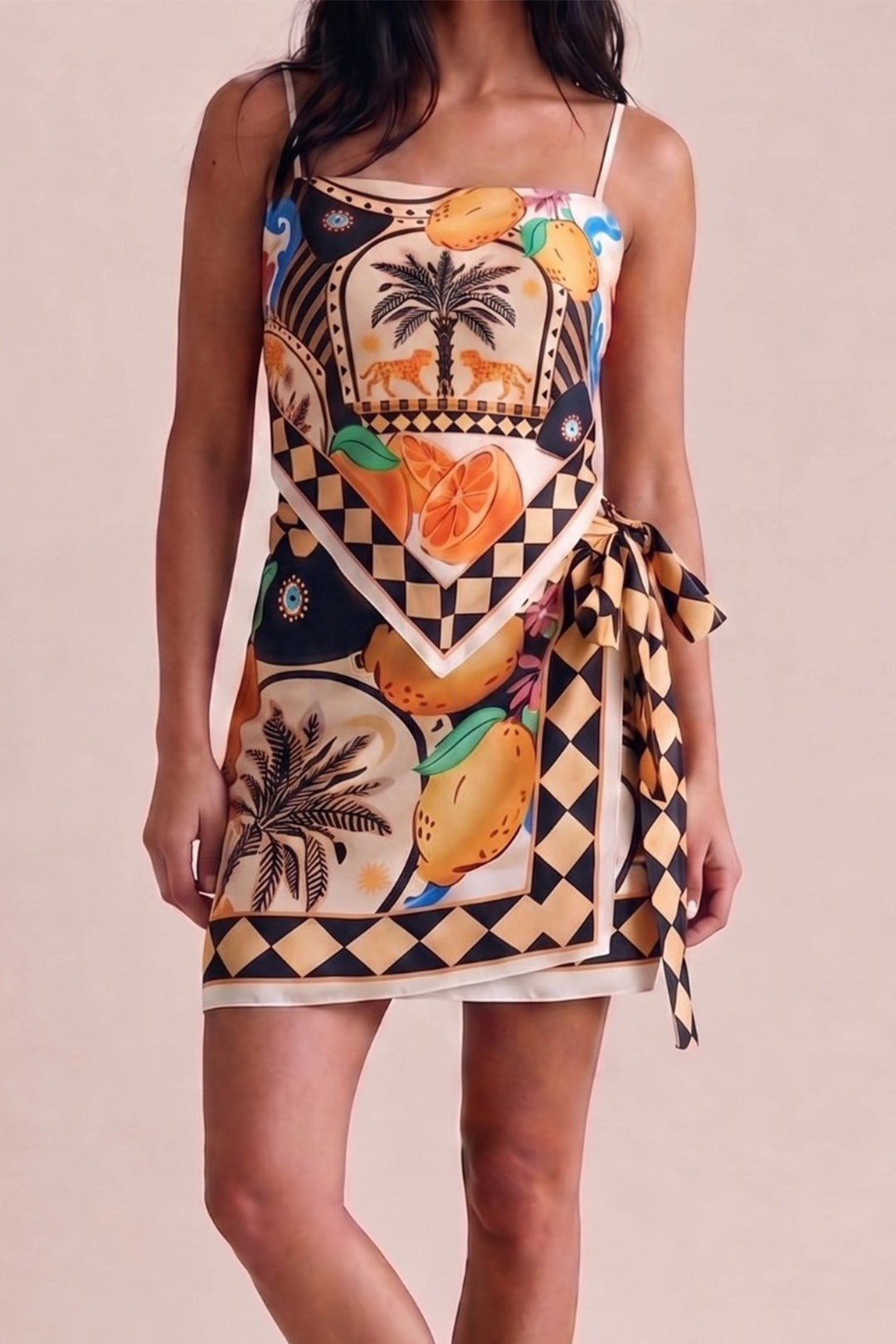 Black Tropical Print Handkerchief Top & Skort Co-ord