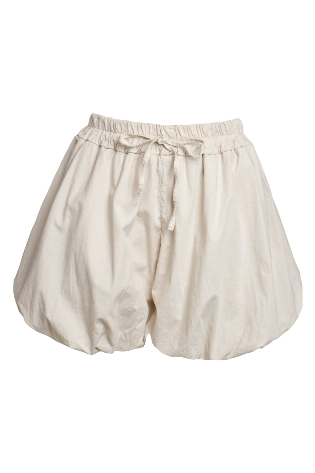 Beige Plain Bubble Hem Shorts