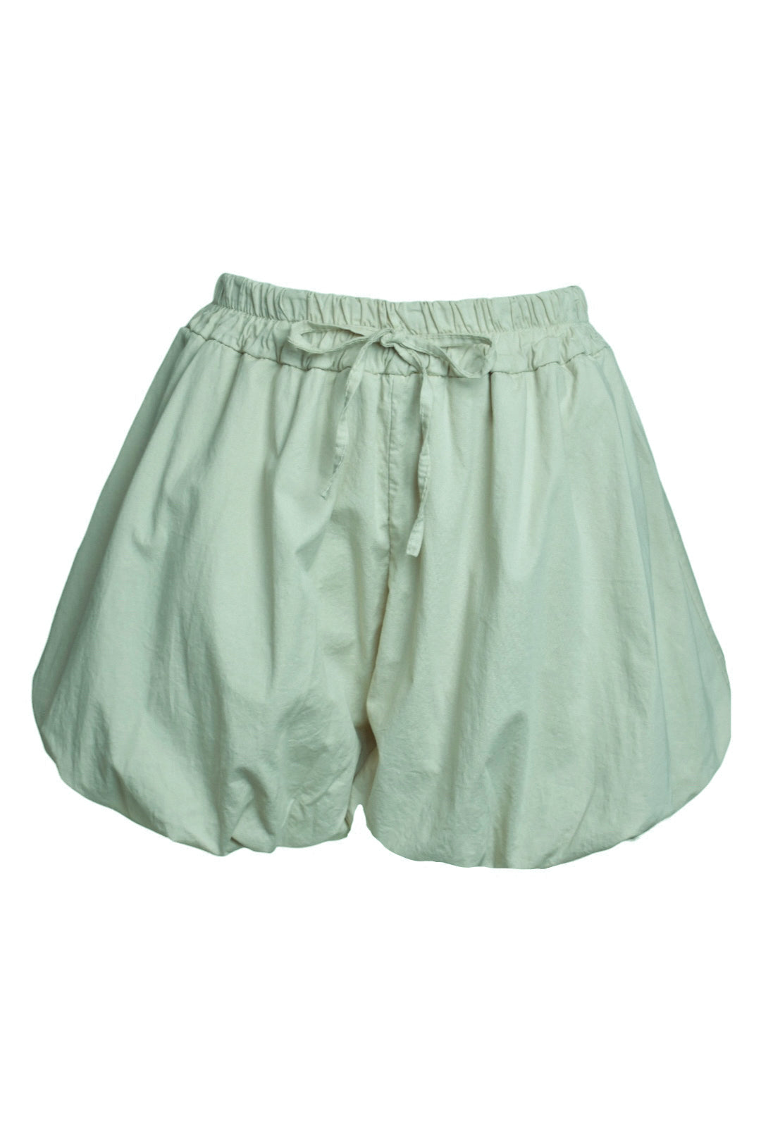 Green Plain Bubble Hem Shorts
