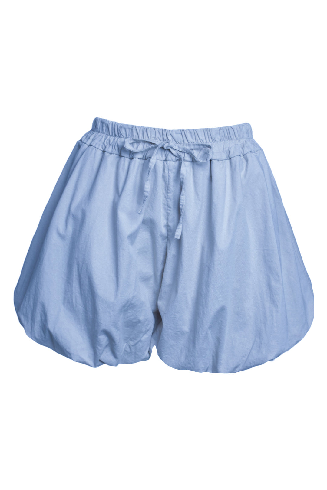 Blue Plain Bubble Hem Shorts