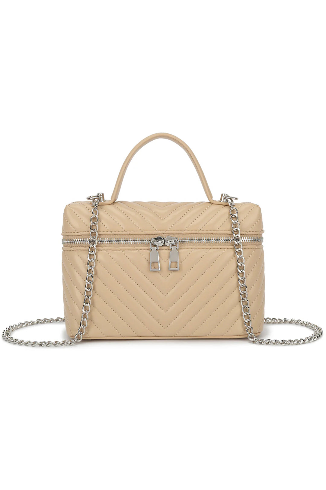 Nude Chevron Vanity Bag