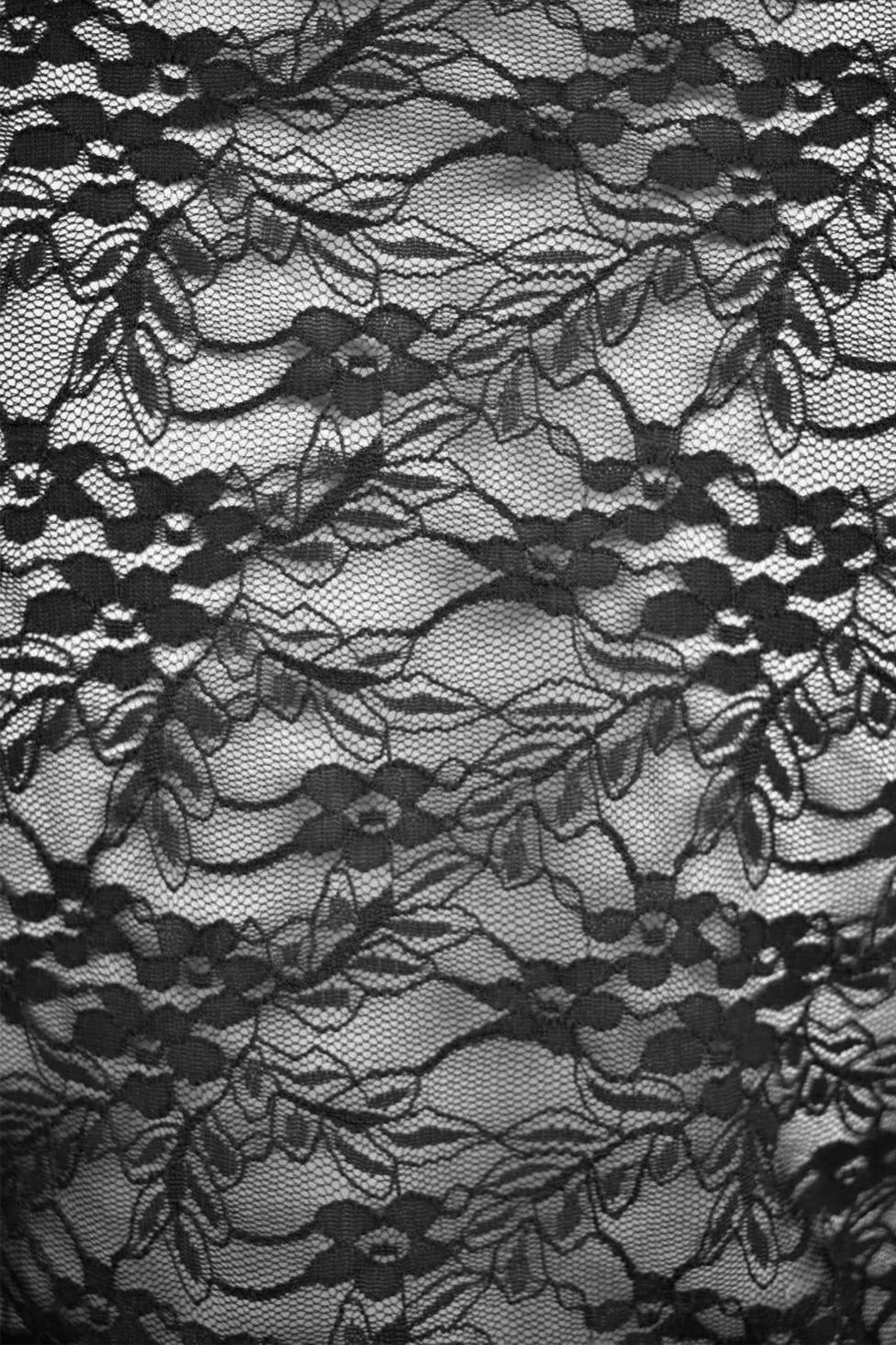 Black Floral Lace Long Sleeve Bodysuit