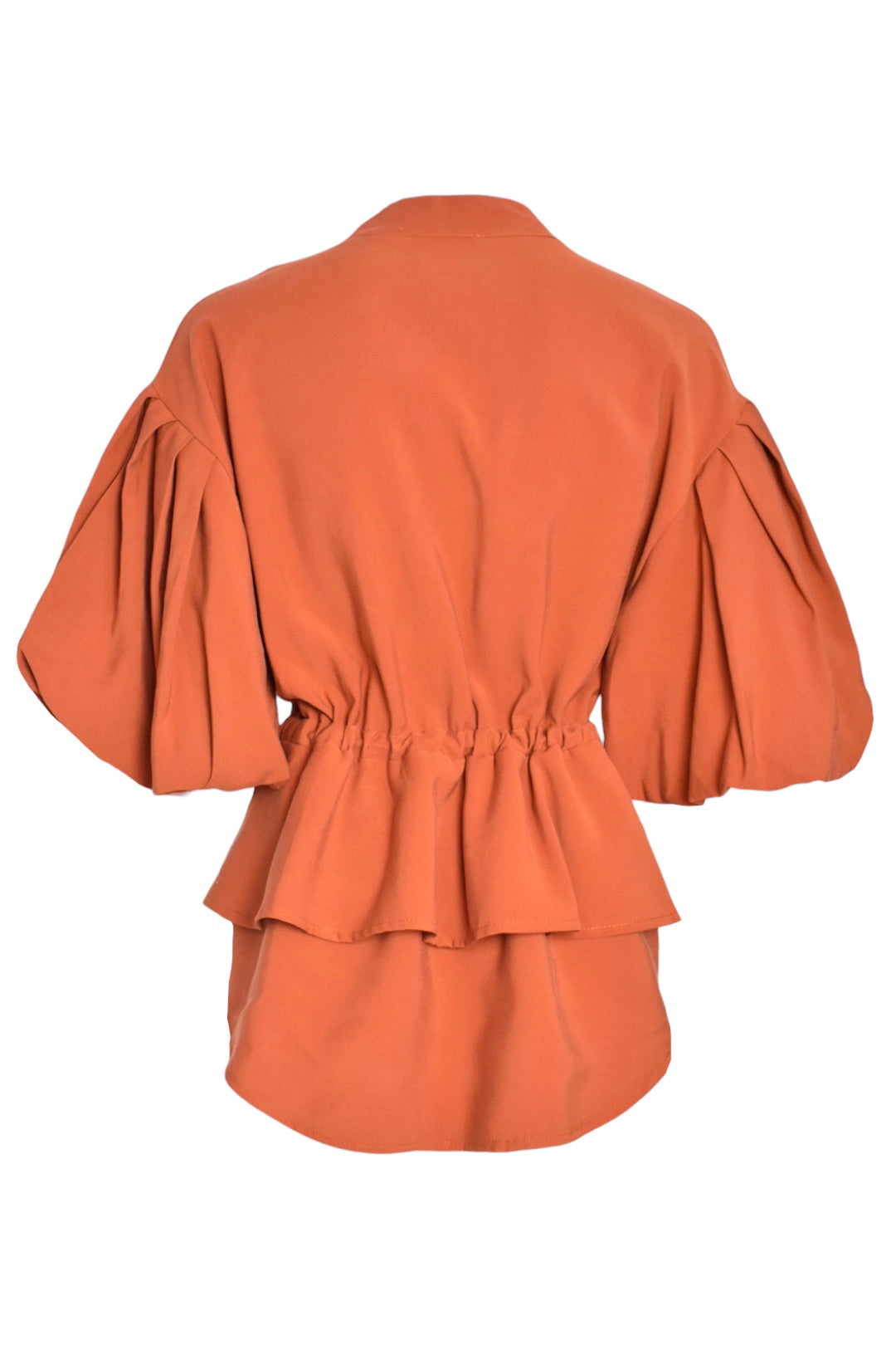 Rust Dipped Hem Tie Waist Zip Up Top