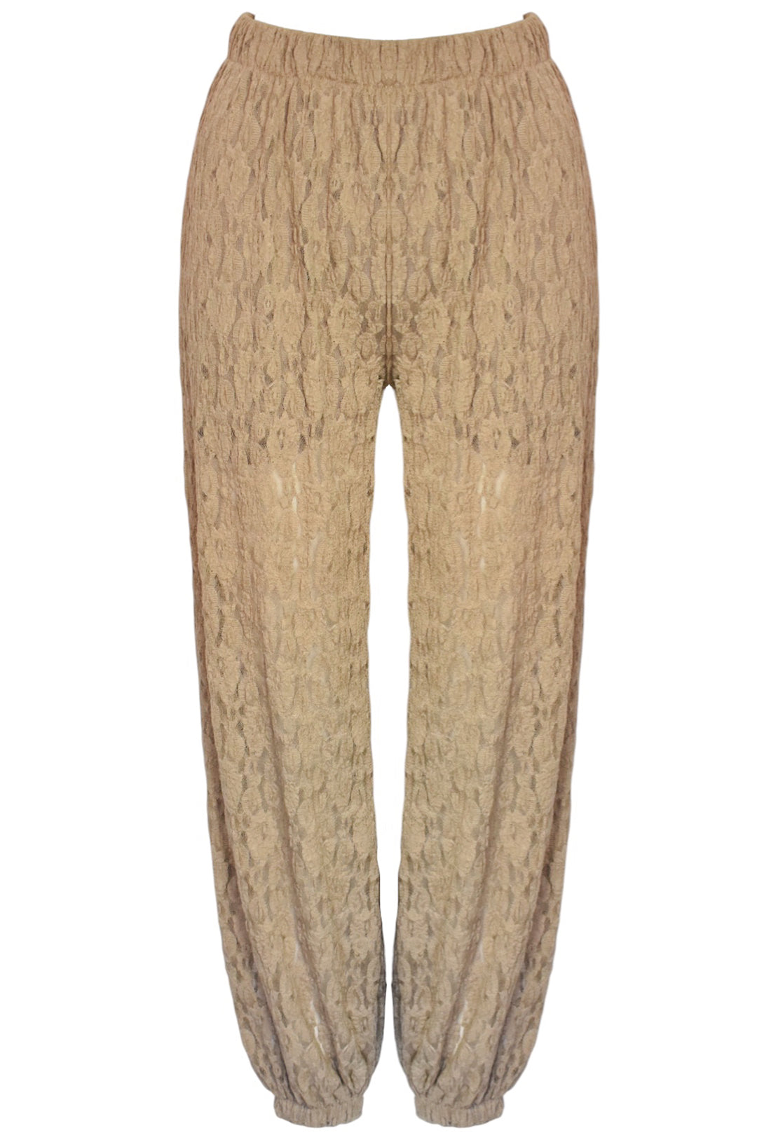 Taupe Lace Cuffed Balloon Trousers