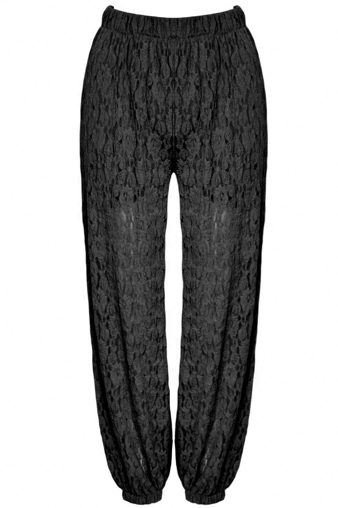 Black Lace Cuffed Balloon Trousers