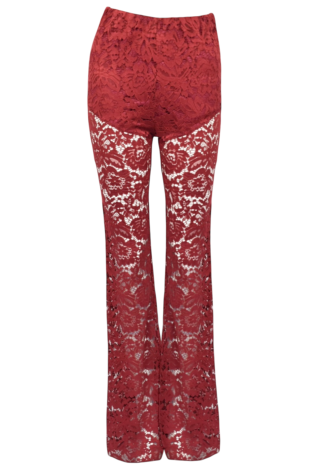 Burgundy Lace Flared Sleeve Top & Trousers Co-ord