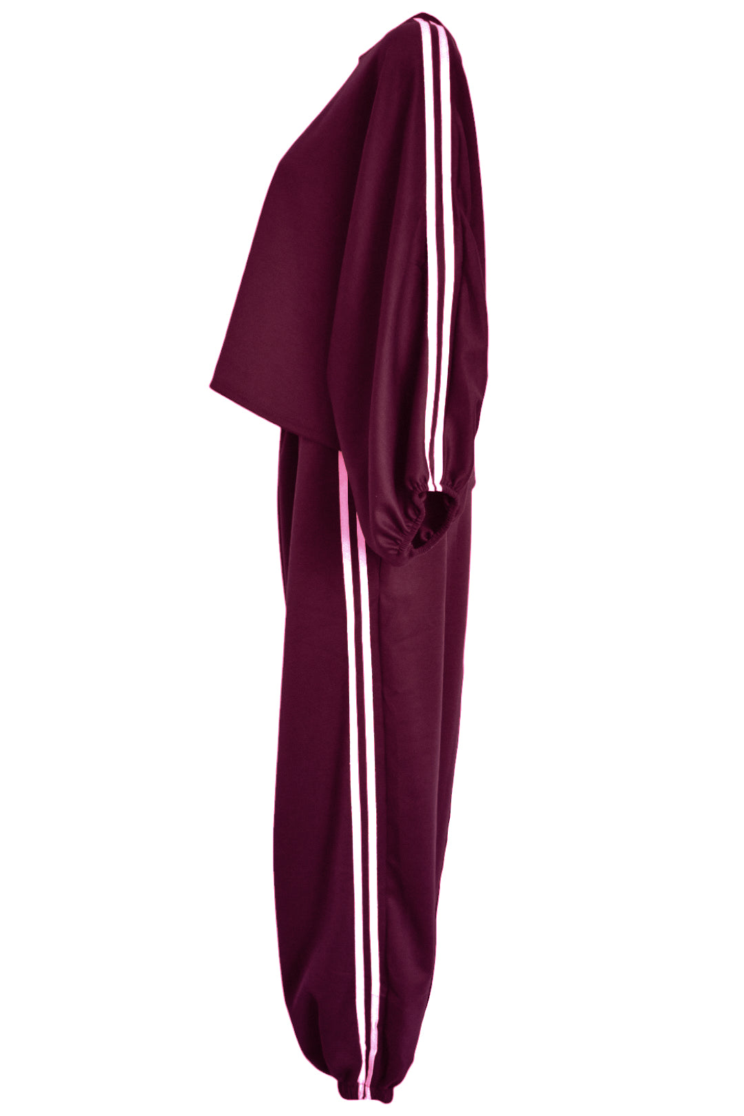 Wine Striped Cuffed Joggers Loungesuit