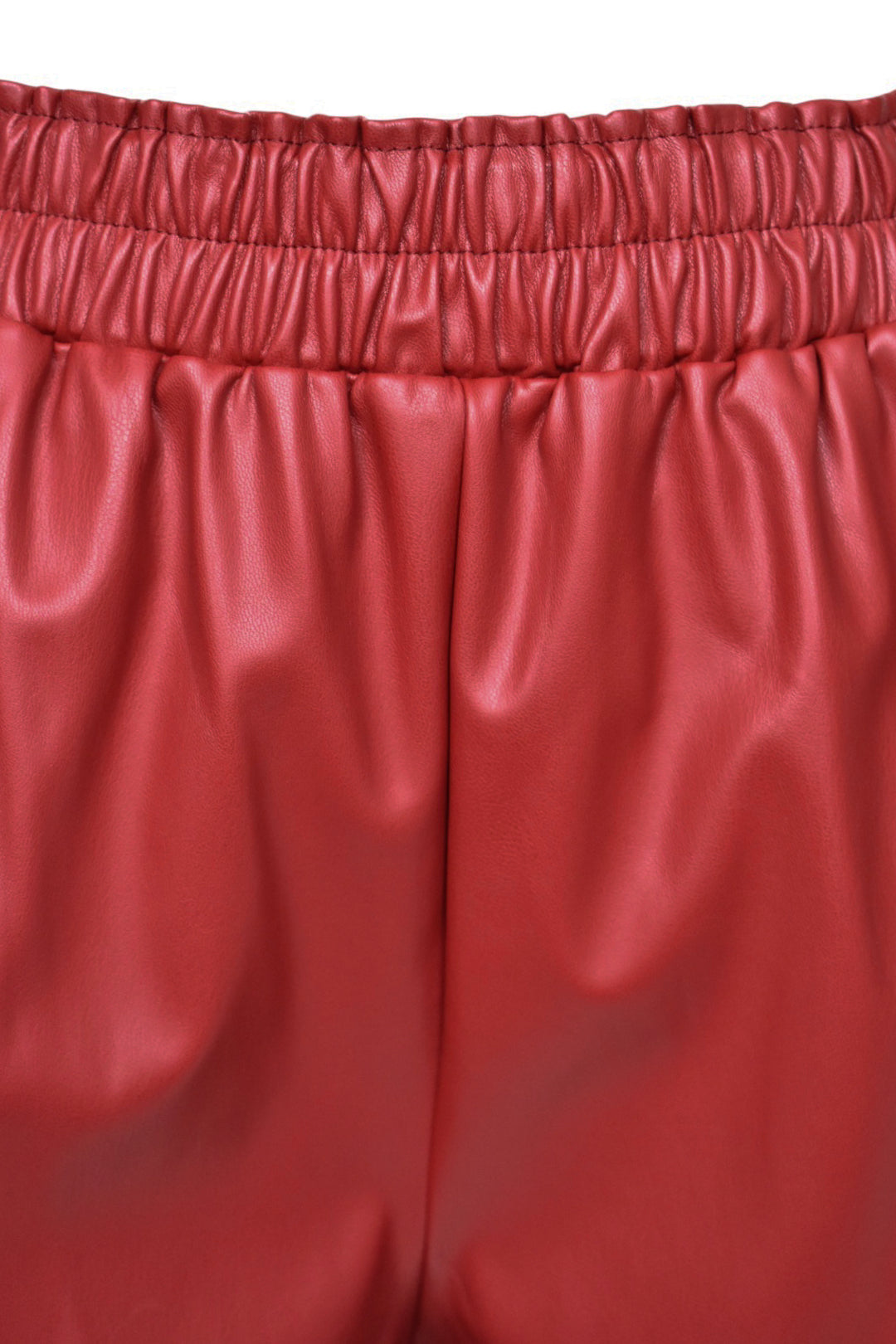 Burgundy Faux Leather Runner Shorts