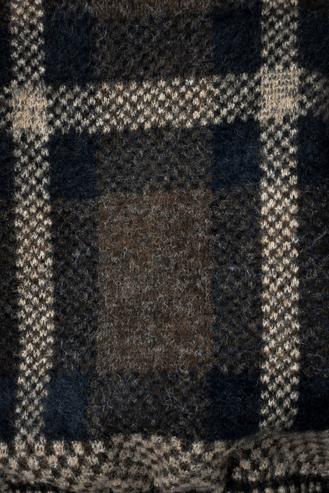 Black & Brown Checked Zip Up Cardigan