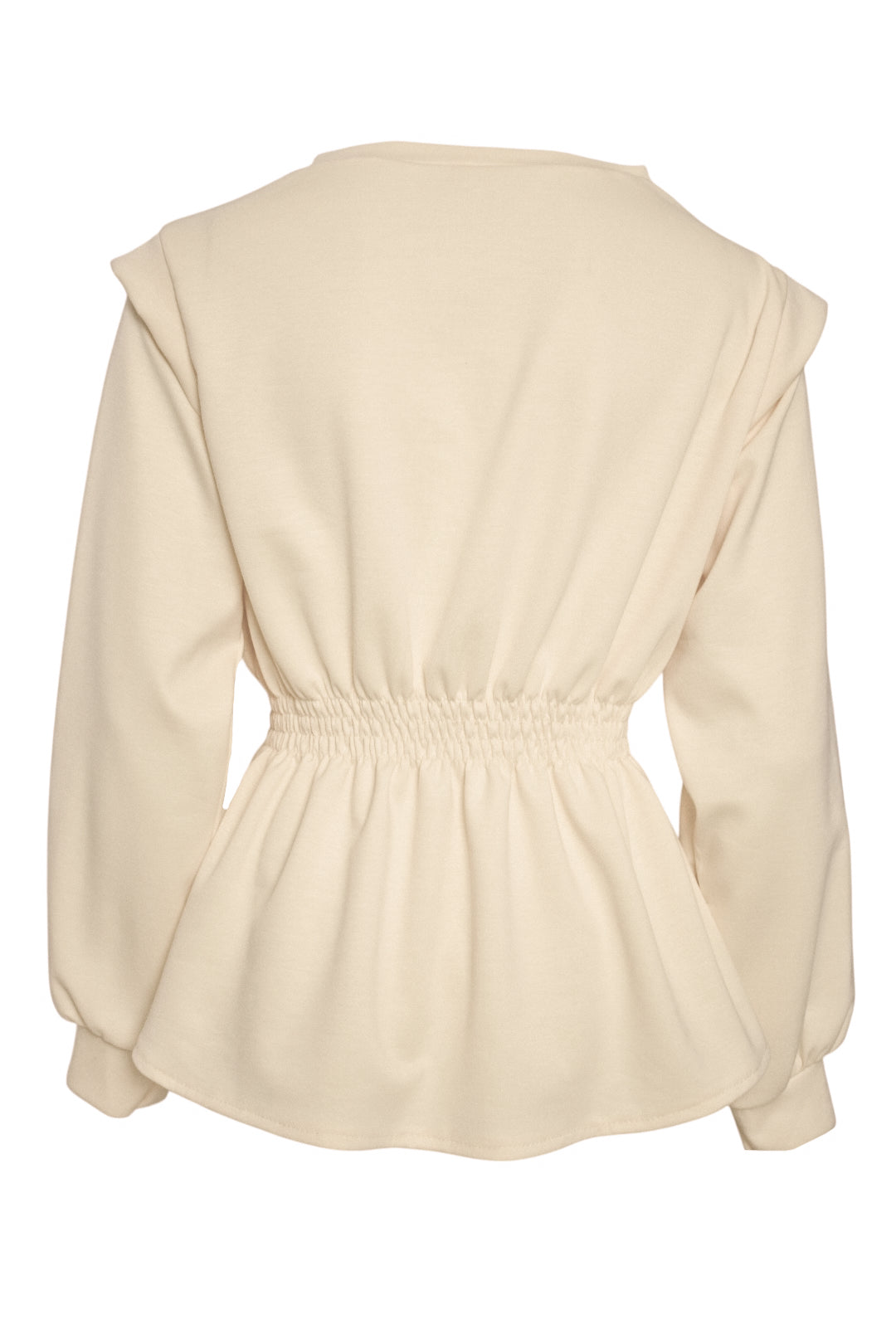 Beige Peplum Cap Sleeve Top