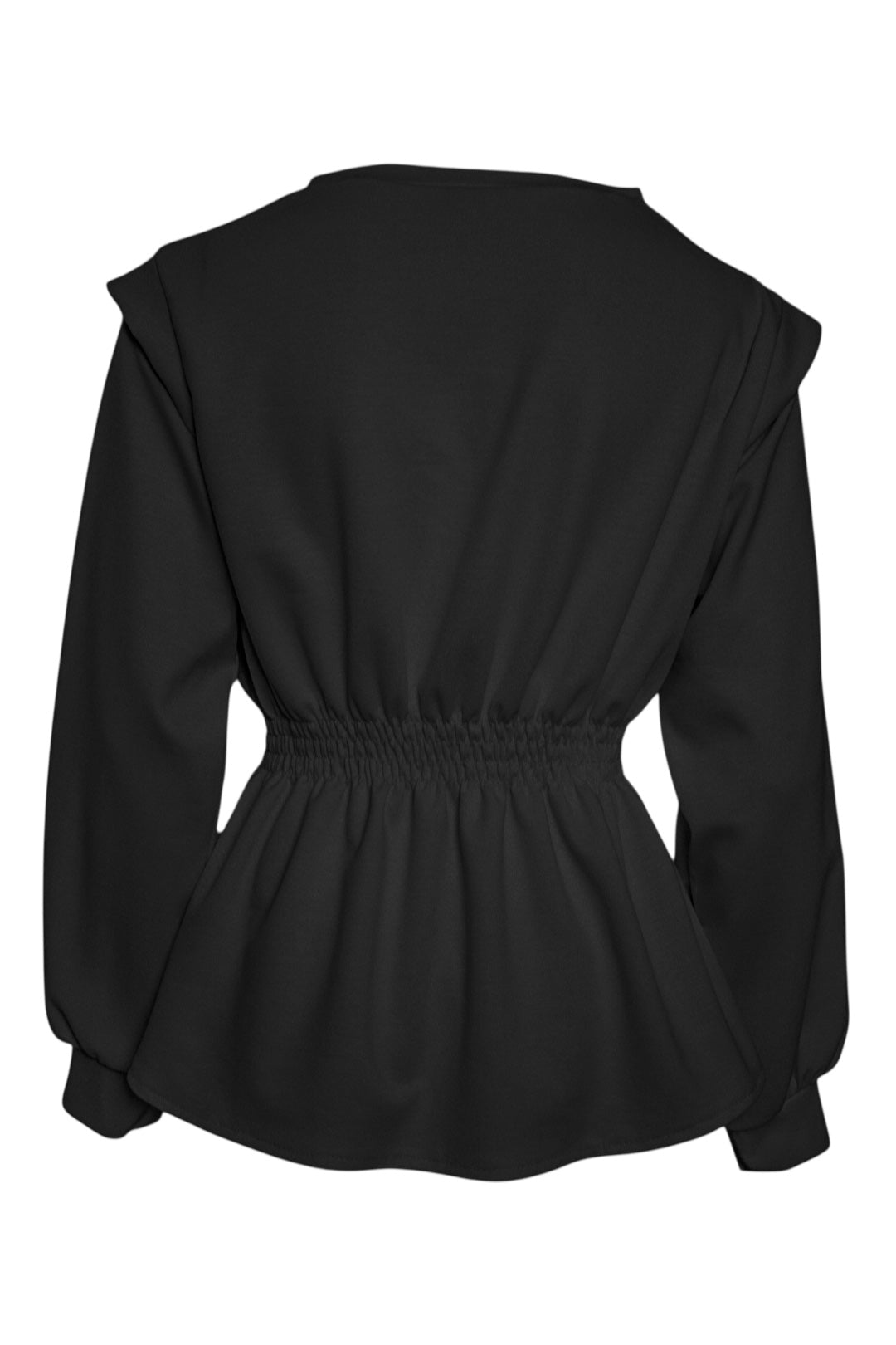 Black Peplum Cap Sleeve Top