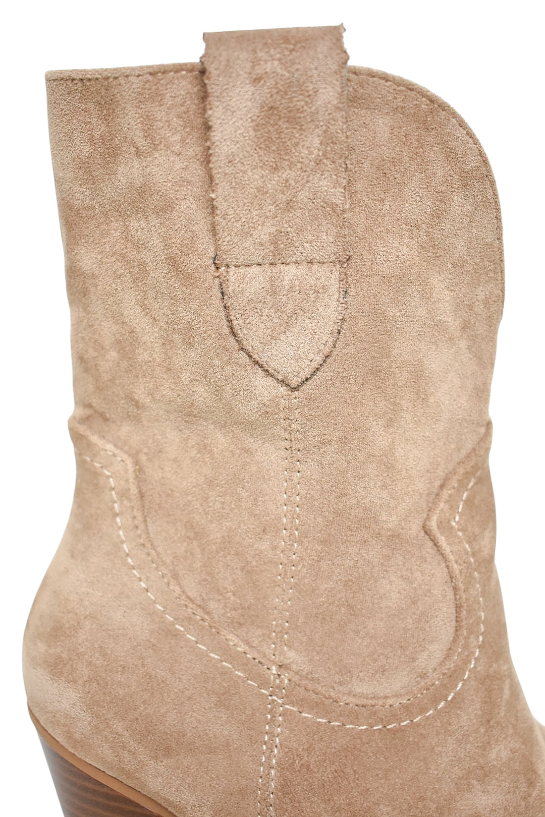 Beige Faux Suede Cowboy Boots