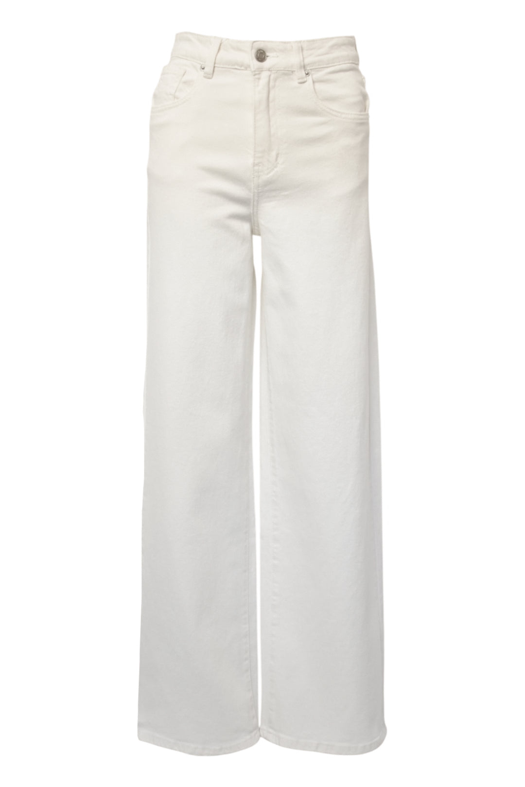 Cream Denim Straight Leg Jeans
