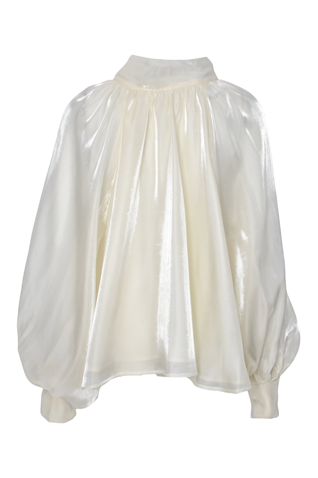 Cream Sheer Tie Neck Blouse