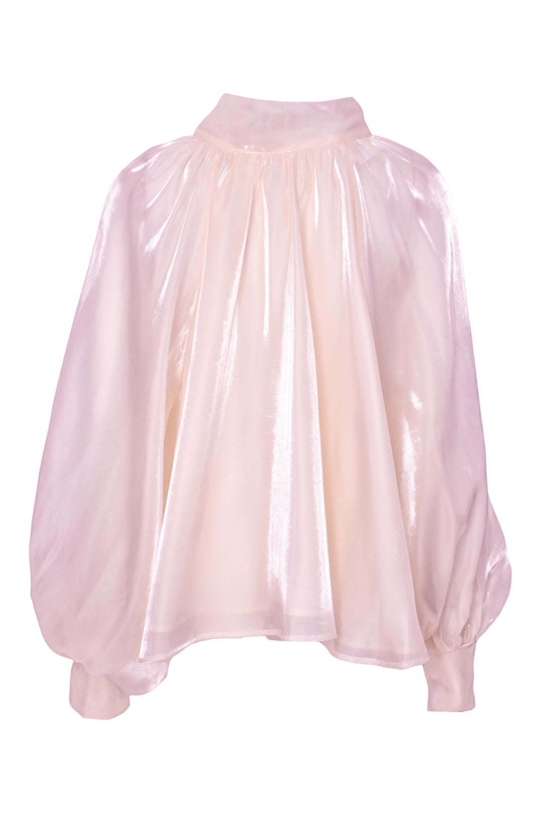 Pink Sheer Tie Neck Blouse