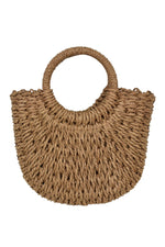 Brown Woven Straw Hoop Bag