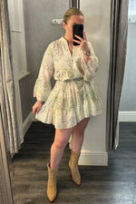 Cream & Green Broderie Anglaise Paisley Smock Dress