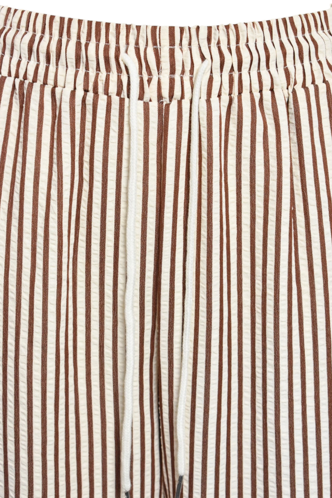 Brown & White Striped Wide Leg Trousers