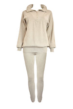 Taupe Quarter Zip Knitted Loungesuit