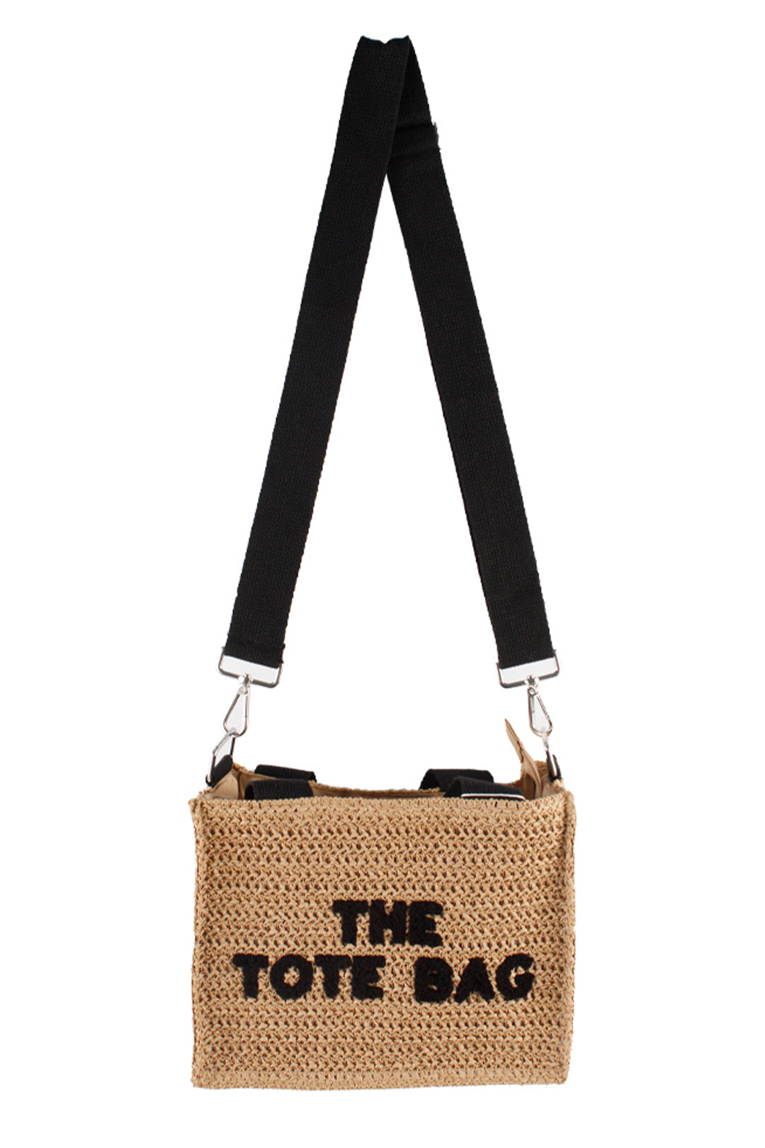 Camel Straw Embossed Tote Bag