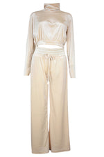Champagne Velvet Cropped Top & Flared Trousers Co-ord