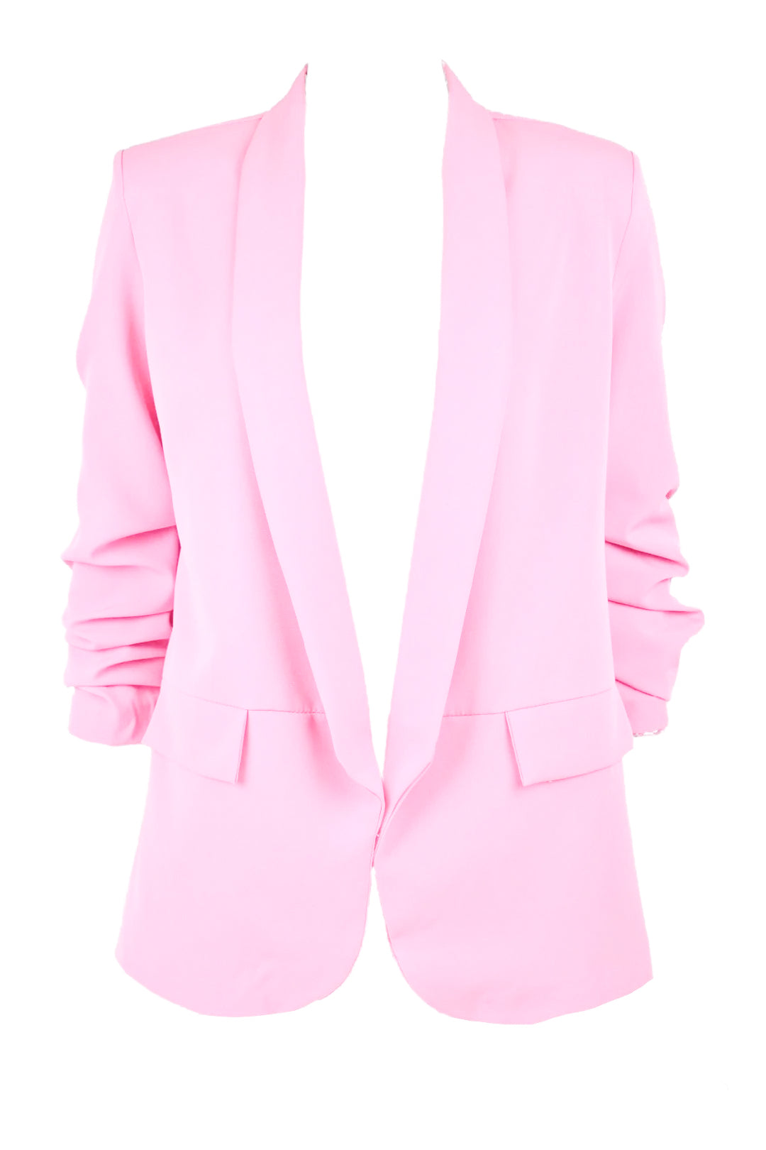 Baby Pink Ruched Sleeve Blazer