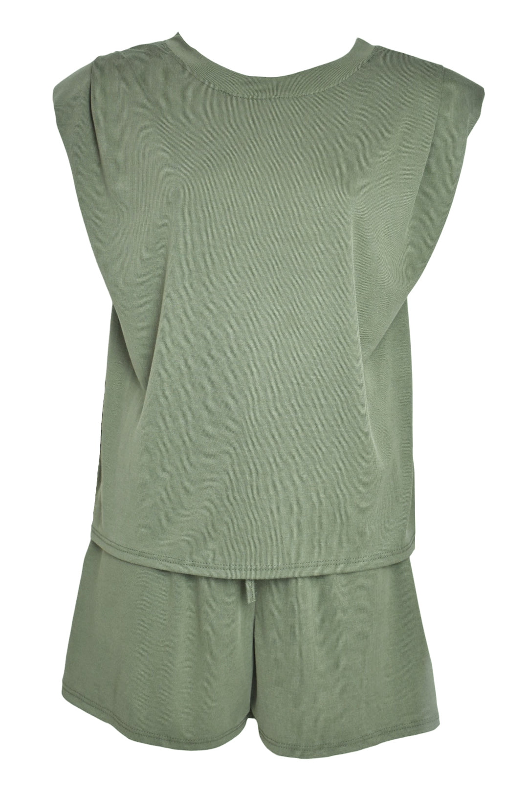Khaki Padded T-Shirt & Shorts Co-ord