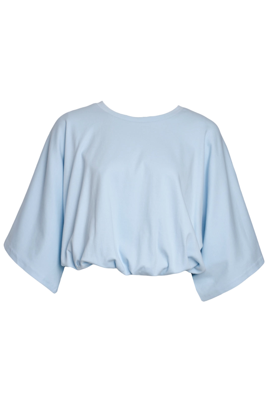 Blue Bubble Hem Wide Sleeve T-Shirt