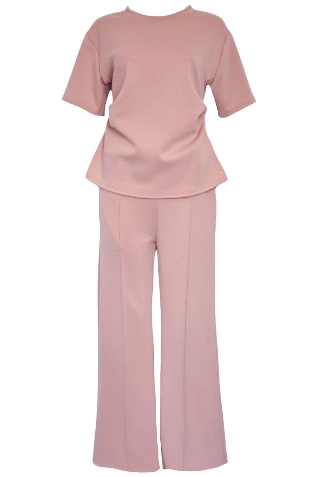 Pink Ruched Side T-Shirt & Wide Leg Loungesuit