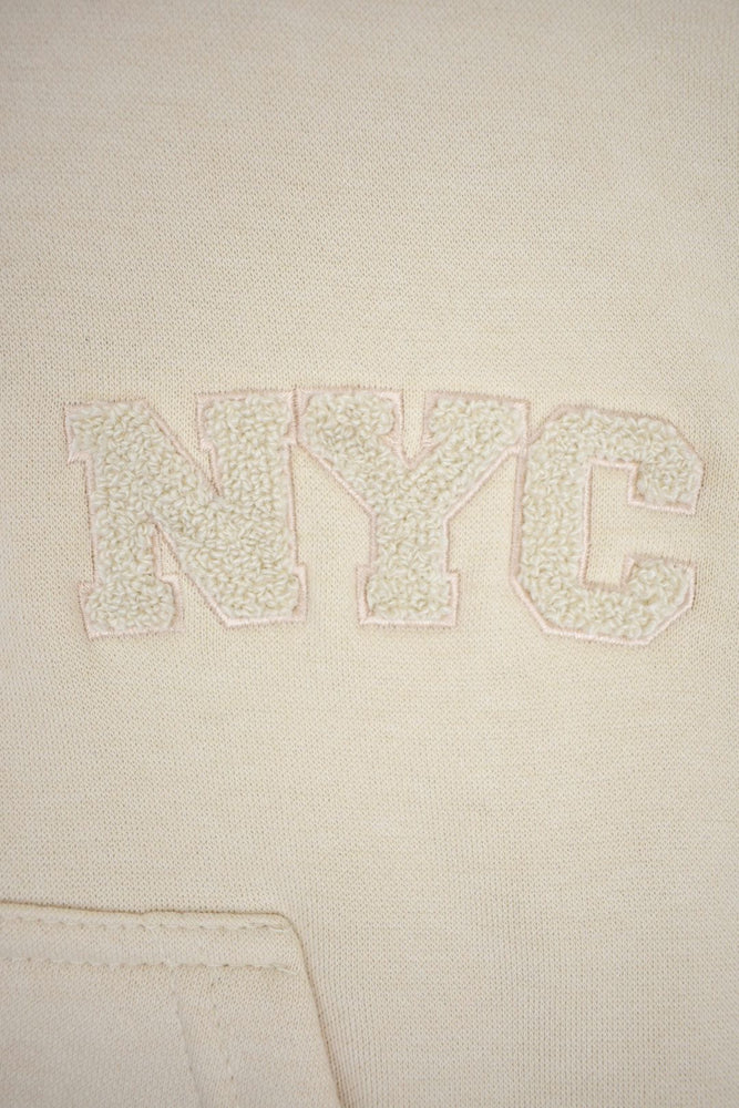 Beige NYC Cropped Sweatshirt & Wide Leg Joggers Set