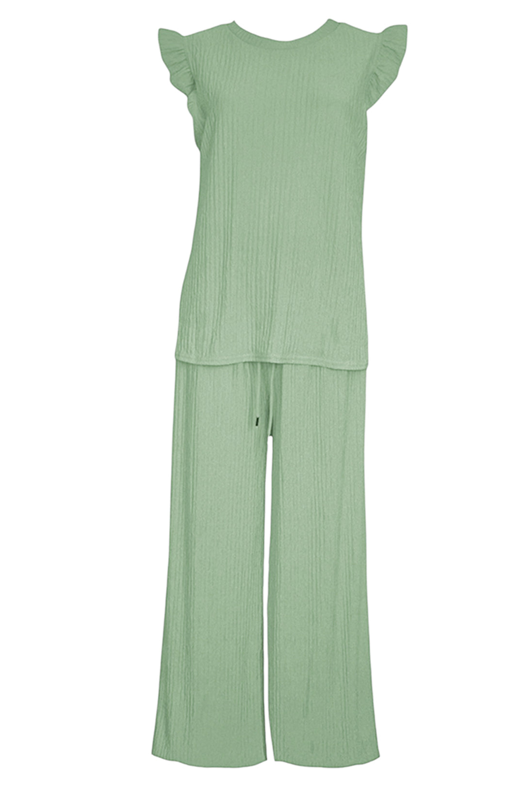 Sage Crinkle Frill Sleeve Top & Trousers Co-ord