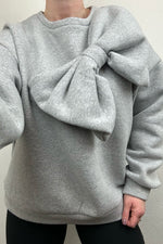 Grey Oversized Bow Sweatshirt