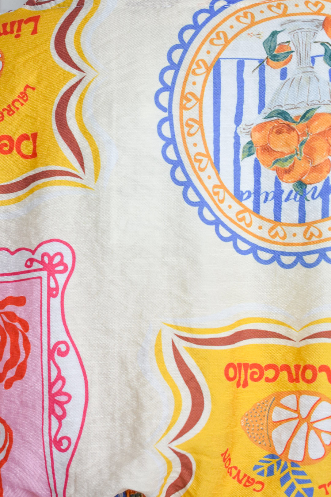 Cream Limoncello Stamp Print Crossover Blouse