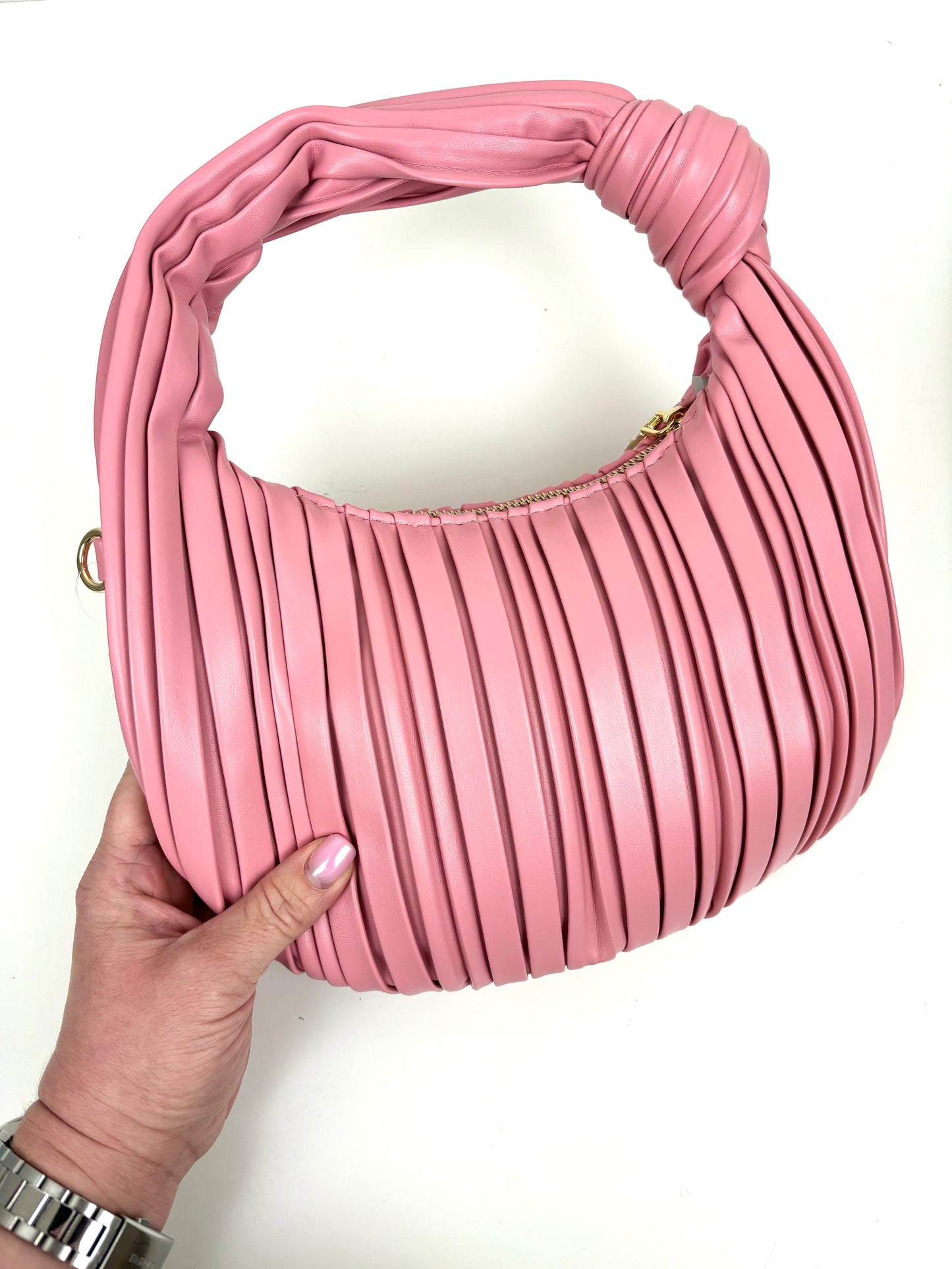 Pink Pleated Knot Grab Bag