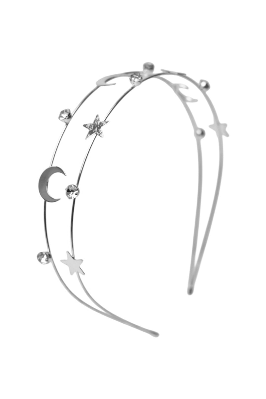 Silver Moon & Star Diamante Hairband
