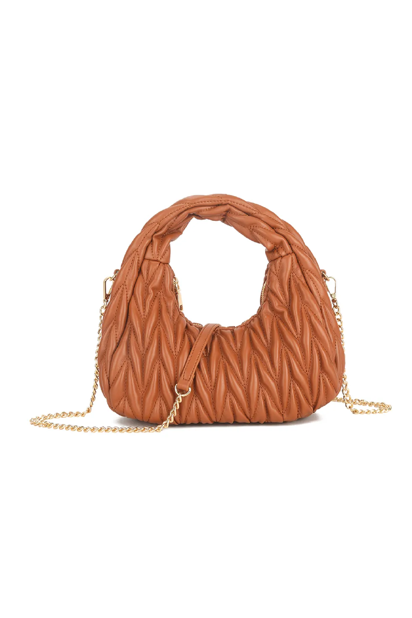 Tan Quilted Chevron Grab Bag