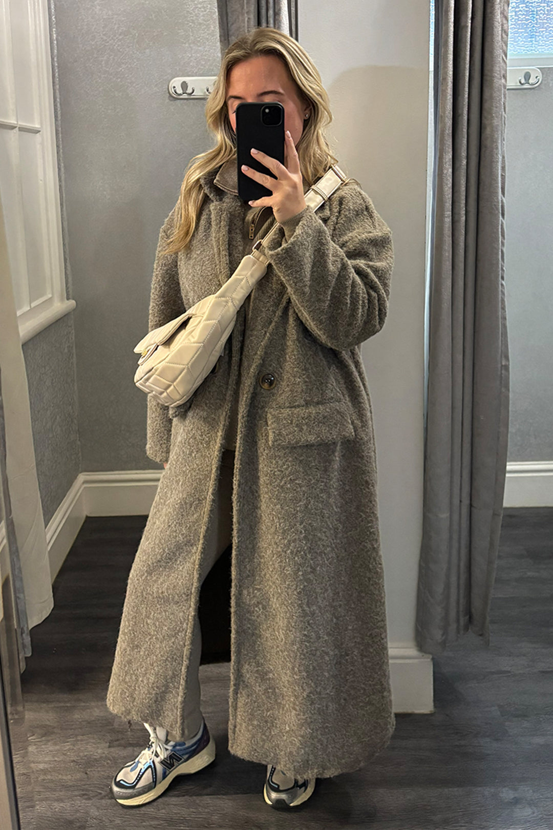 Taupe Woollen Duster Coat