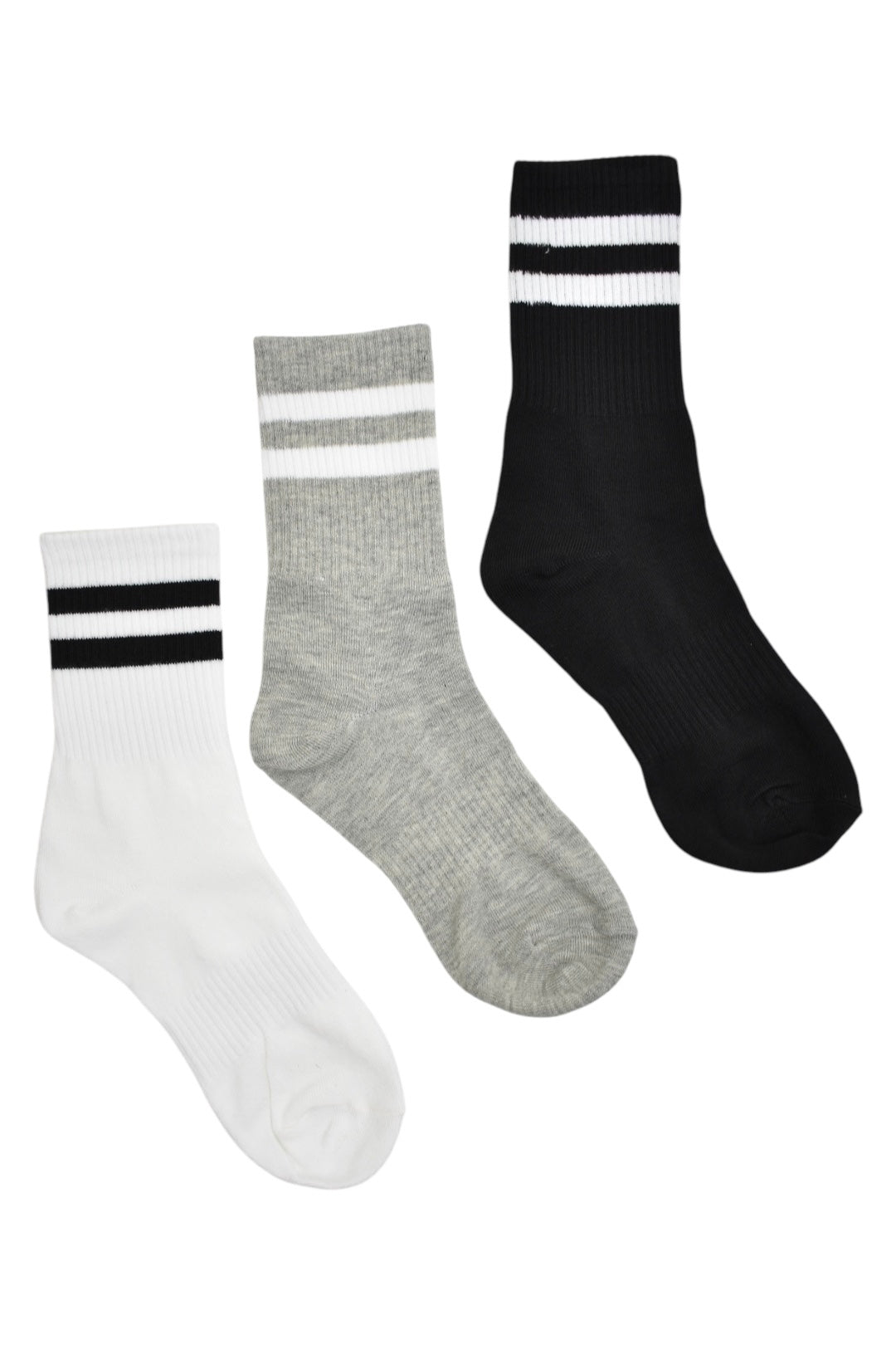 White, Grey & Black Stripe Socks