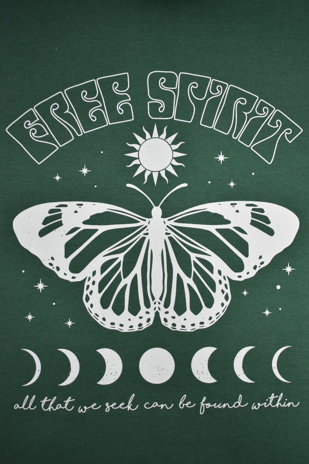 Womens Green Free Spirit Butterfly Hoodie Design